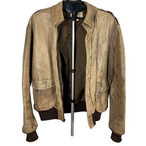 VTG Men's Goatskin Leather Flying Tiger Bomber‎ Jacket Brown Thinsulate 42L USA